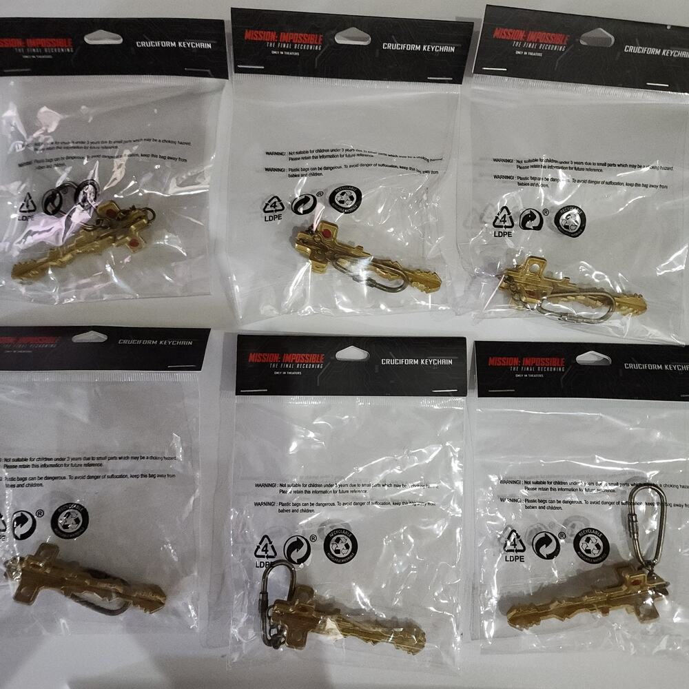 6 x Tom Cruise Mission Impossible The Final Reckoning Cruciform Keychain New